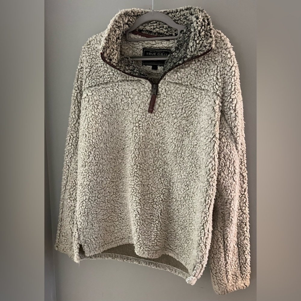 The Original Frosty Tipped Pile 1/2 Zip Pullover in Putty by True Grit